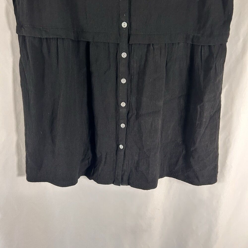 J Jill Tank Top Women's Small Solid Black Vneck Button Up Rayon Sleeveless - Picture 3 of 6